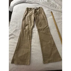 I.AM.GIA Faux Leather Tie-Up Flare Pants in the tan Size Large thumbnail 3