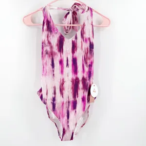 PQ Swim Pilyq Avery Swimsuit Size Small NWT Pink Tie Dye One Piece Swim Ribbed thumbnail 4