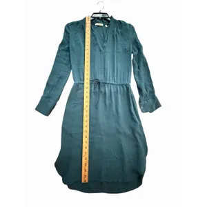 BABATON x ARITZIA Bennett 100% Silk Georgette Shirt Dress Teal XXS #GG2-4 thumbnail 8