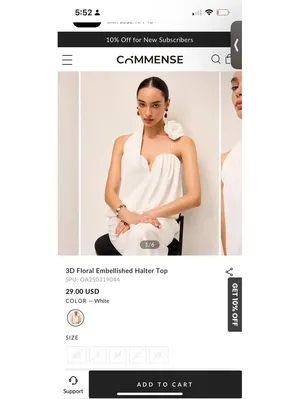 Chic White Floral halter top Size M thumbnail 7