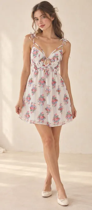 For Love & Lemons Lailah Floral Mini Dress XS thumbnail 1