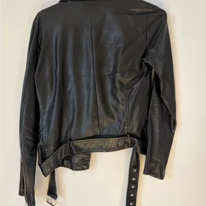 Elodie Black Leather Biker Jacket thumbnail 3