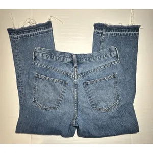 Free People Release Boot Cut Jeans Size 28 Raw Hem High Rise‎ Crop Y2K Frayed thumbnail 8