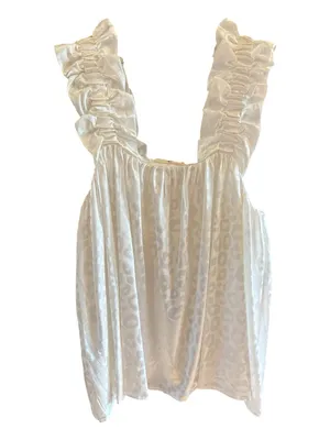 Entro White Satin Ruffled Strap Tank Top thumbnail 2
