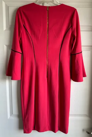 Calvin Klein Pink Coral 3/4 Bell Sleeve Women's Dress Size 6 thumbnail 4