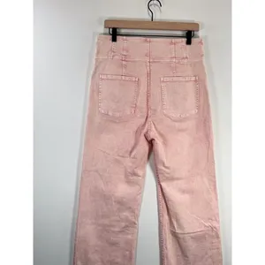 Ulla Johnson Womens Jeans Pink Denim High Rise Button Fly Crop Wide Leg Size 12 thumbnail 9