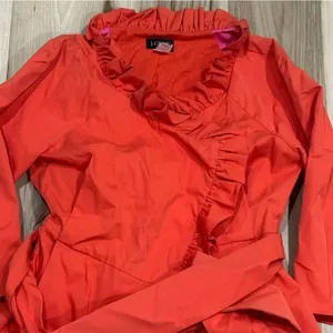 J. Crew Gayle Ruffle Trench Coat Orange Women’s 4 thumbnail 3