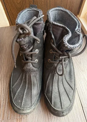 UGG Waterproof Duck Boots Black‎ Lace up Ankle Herringbone Cuff Size 8 thumbnail 1