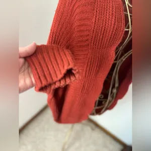 Sunday in Brooklyn Open Front Cardigan Ribbed Knit Small Rust Orange thumbnail 7