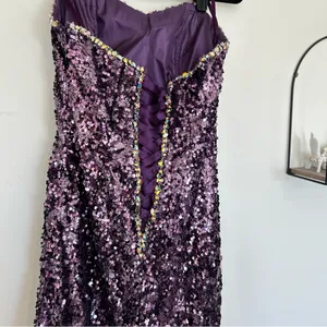 Cinderella Divine Purple‎ Strapless Sequin Beaded Corset Back Long Gown Dress 4 thumbnail 11