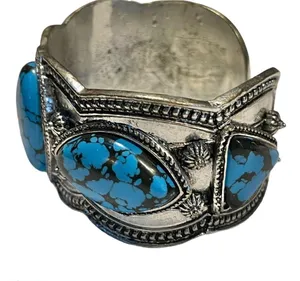 Novadab turquoise and silver tone cuff bracelet thumbnail 3