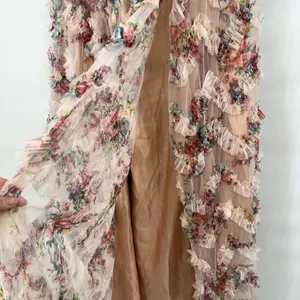 Floral Strapless Maxi Gown sheer lines lightweight thumbnail 13
