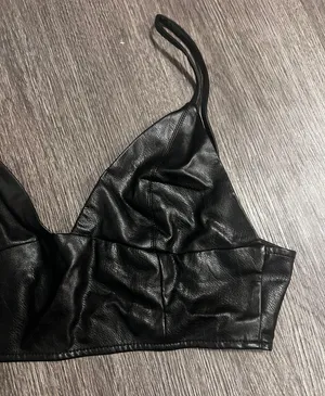 Leather Crop Top Black Size M thumbnail 3