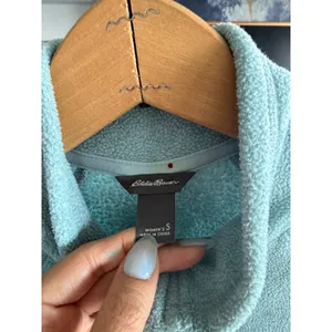 Eddie Bauer Womens Fleece Pullover Quarter Zip Light Blue Heather S‎ thumbnail 3