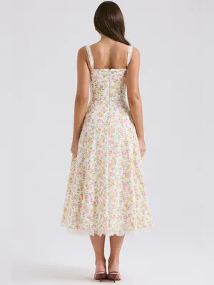 House of CB Rosalee Ivory Meadow Print Cotton Bustier Sundress XS thumbnail 8