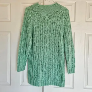Vintage Anthro Chunky Cable Knit Sweater Dress Green Oversized Retro‎ 90s Size S thumbnail 8