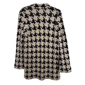 Ann Taylor Wool Blend Houndstooth Open Front Cardigan Sweater S Pockets Cozy thumbnail 2