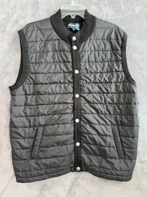 Barbour International Men’s XXL Black Quilted Knit Vest Snap Front thumbnail 1