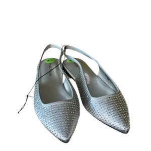 NEW Marc Fisher Silver Studded Rhinestone SlingBack Flat SZ-9.5 thumbnail 4