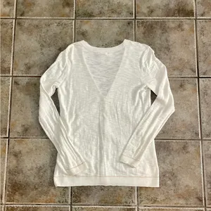 Eddie Bauer White Five Button Cardigan Sweater w/Two Front Pockets Sz M thumbnail 4