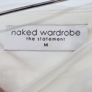 Naked Wardrobe The Statement White Sequin Lace Ruffle Mini Skirt M thumbnail 3
