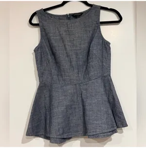 Banana Republic Chambray Sleeveless Peplum Top Sz 0 thumbnail 2