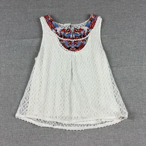 Akemi + Kin Tank Top Womens‎ S White Scoop Neck Lace Anthropologie Lined Boho thumbnail 1