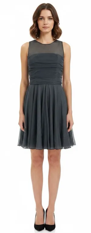 Alice + Olivia Sleeveless Charcoal Gray Mesh Bodice Party Dress size S thumbnail 1