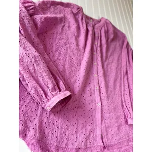 Free People Maddison Orchid Eyelet Oversized Balloon Sleeve Blouse XS thumbnail 3
