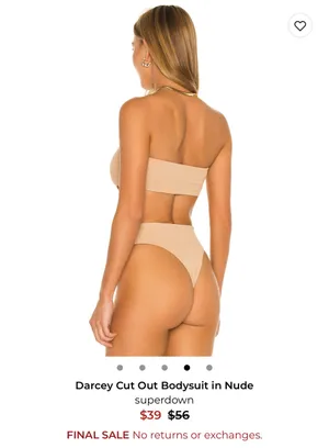 Superdown Darcey Cut Out Bodysuit Nude Size Small thumbnail 3