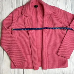 Talbots hot pink knit merino wool blazer cardigan Large thumbnail 5