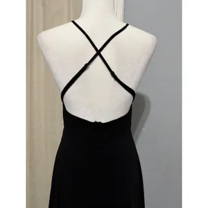 Lulus Black Sparkly Chiffon Maxi Dress Small Square Neck Open Back Side Slit thumbnail 15