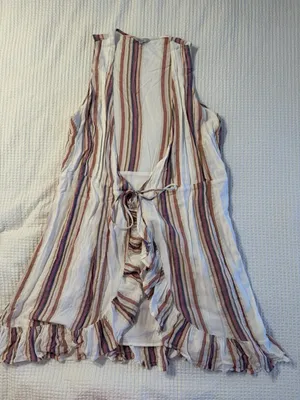 Rails Madison Ruffle Tie Wrap Mini Dress Jewel Stripe Metallic Size Large thumbnail 1