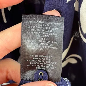 Anthropologie Maeve Fern Ruched Dress Navy & White Printed Size 14 thumbnail 10
