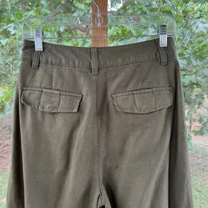 Gap Women's Linen Cotton Pleated Pants Army Jacket Green Size 2 thumbnail 5