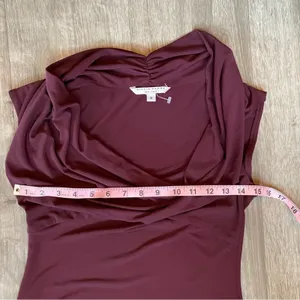 Alexia Admor Burgundy Cowl Neck Cap Sleeve A-Line Dress Small thumbnail 4