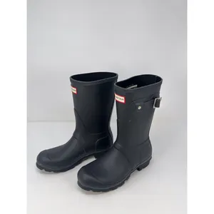 Hunter Womens Rain Boots Black Original Short Pull On Waterproof Outdoor US 6 thumbnail 3