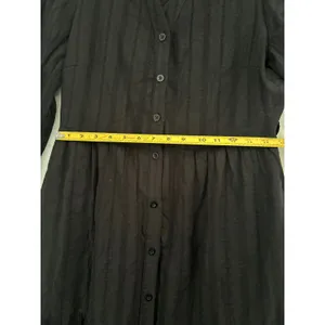 PrettyGarden Black Cotton Tiered Maxi Dress‎ Long Sleeve Button Down Small 4493 thumbnail 7