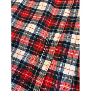 Vintage Young Pendleton Wool Wrap Kilt Skirt Red Navy Plaid Pleated Midi USA 8 thumbnail 2