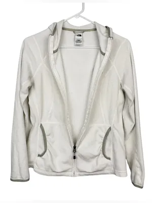NORTH FACE Polartec Classic Women’s White Fleece Zip Hoodie Size S thumbnail 11