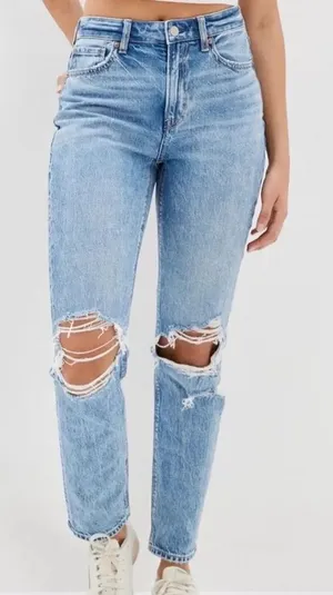 American Eagle Outfitters Mom Jean Ripped Jeans thumbnail 1