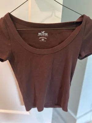 Hollister Women's Scoop Neck Brown Ribbed Top XS thumbnail 2