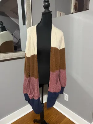 Madewell Kent Merino Alpaca Blend Colorblock Open Soft Cozy Preppy Cardigan Small. thumbnail 2