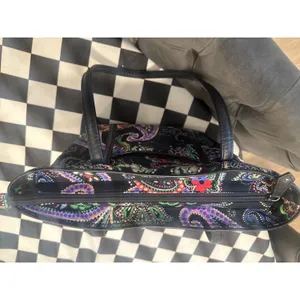 Vera Bradley Kiev Quilted Cotton Paisley Tote Bag Black Multicolor Shoulder Bag thumbnail 8