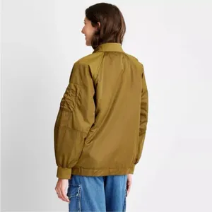 SHINY GOLD GREEN OVERSIZED BOMBER JACKET Target A New Day Size Large EUC‎ thumbnail 2