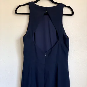 NWT Dessy Collection Diamond Cutout Back Trumpet‎ Gown Slit in Midnight Navy thumbnail 8