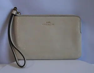Coach Cream Leather Zip Wristlet Pouch Wallet thumbnail 5