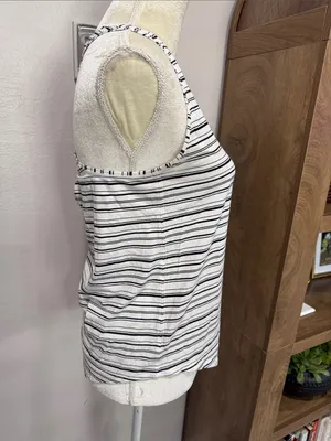 Lululemon Black & White Striped Racerback Tank size 4 thumbnail 2