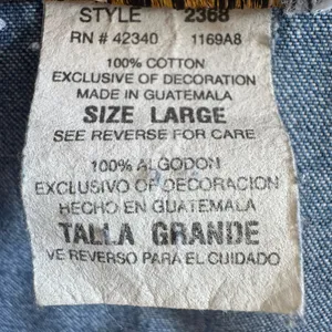 Vintage fall‎ Denim Shirt Large – Studded Leaf Embroidery 90s Style thumbnail 2
