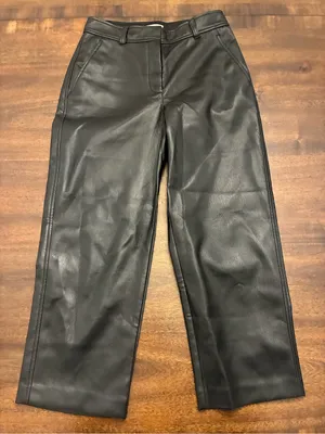 Aritzia Babaton Faux Leather Pants Women’s 2 Black Straight Wide Leg thumbnail 1